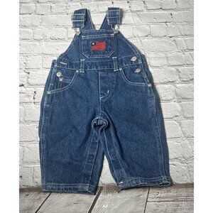 Vintage US Polo Assn Denim Blue Jean Overalls Baby Size 12 Months Heart Flag